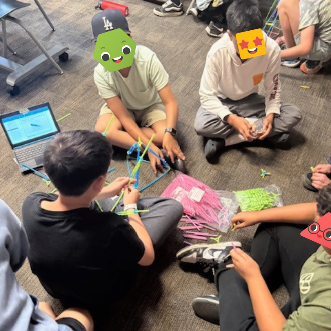 Students building with Strawbees and micro:bit.